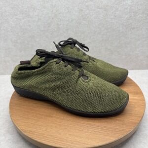 Arcopedico Knit Lace Up Sneakers Size 40 9 Olive Green Comfort Walking Flat